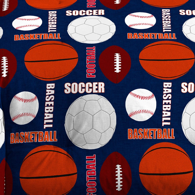 dream FACTORY Kids 7-Piece Complete Set Easy-Wash Super Soft Microfiber Comforter Bedding, Full, Navy All Sports - Image 5